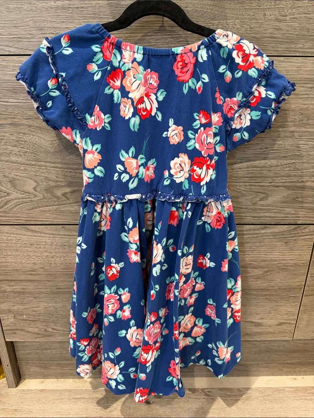 Girls' Navy Floral Ruffle Dress - Picture 3 of 3